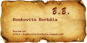 Boskovits Borbála névjegykártya